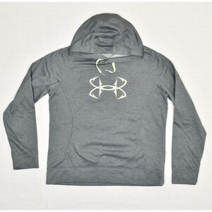 Under Armour Women Pullover Hoodie Solid Polyester Gray Size L Storm Loose